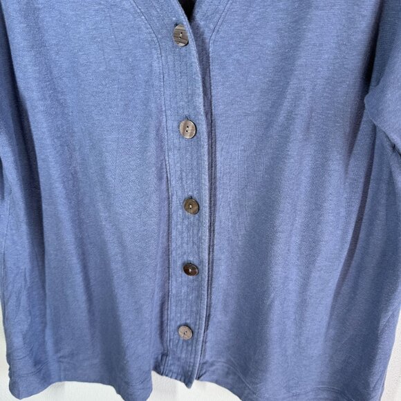 J.Jill Pure Jill Hemp Button Front Knit Top XL Blue V-Neck Lightweight Relaxed - Picture 5 of 13